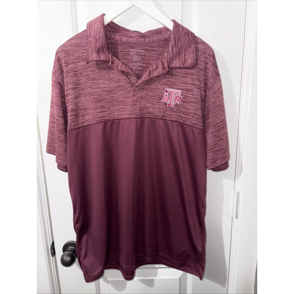Mens 2 Tone Maroon Apparel Texas A&M Aggies Polo Shirt Size Lg